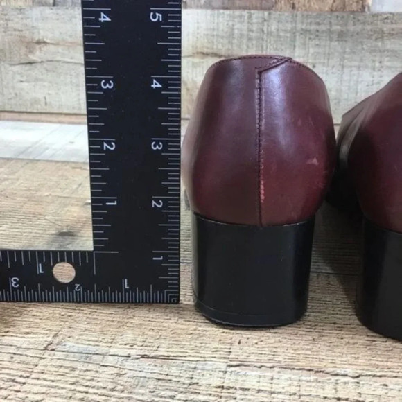 Yofi Dark Red Leather Loafer Block Heels Womens 40 Slip On Made in Israel - Picture 8 of 13